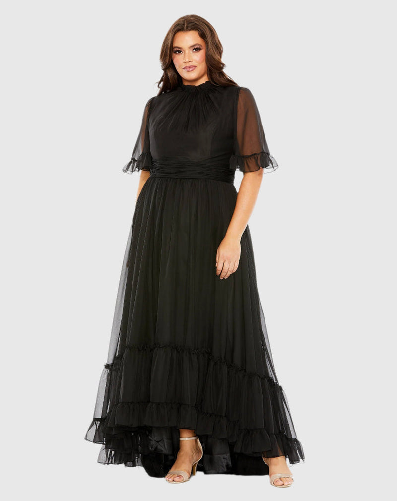Mac Duggal 68427 High Low Formal Ruffle Tiered Plus Size Dress