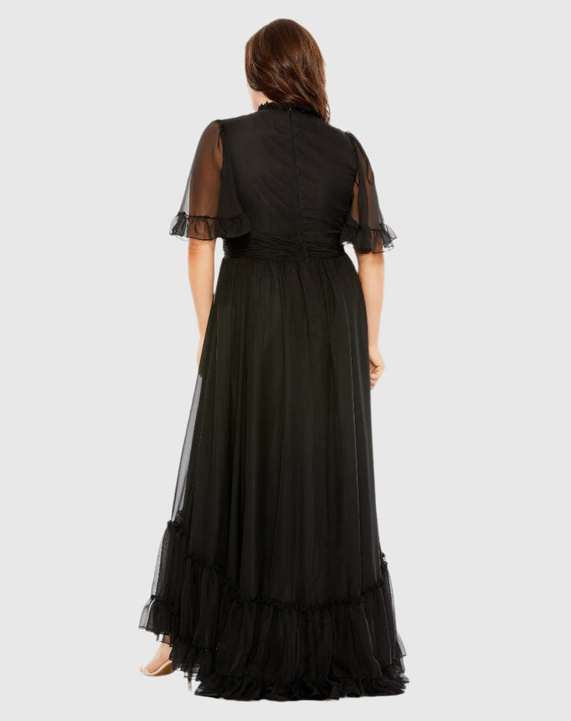 Mac Duggal 68427 High Low Formal Ruffle Tiered Plus Size Dress