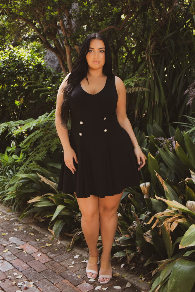Plus Size Gema Flare Dress - Black