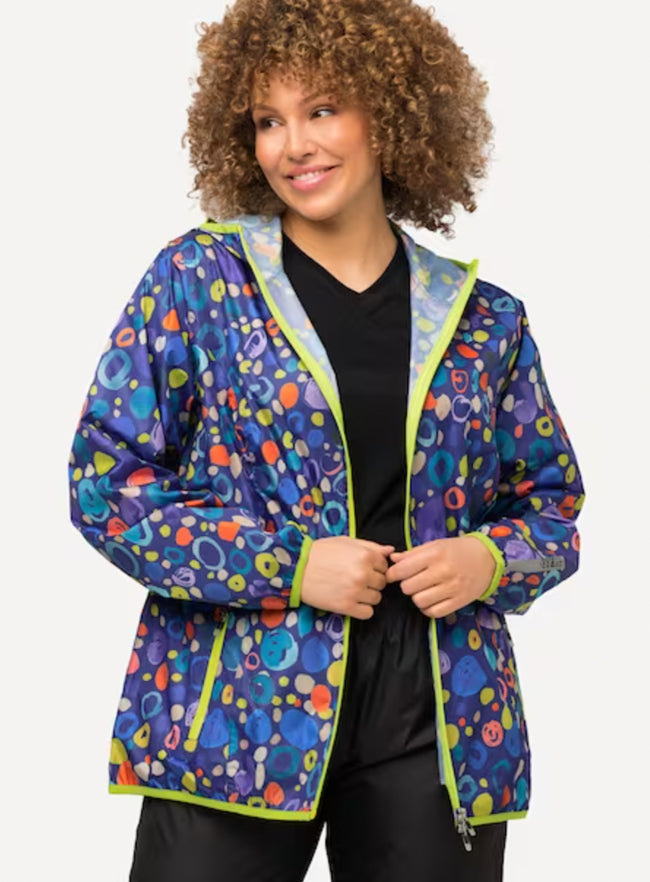 Ulla Popken Weatherproof Functional Tropical Floral Print Jacket Plus Size