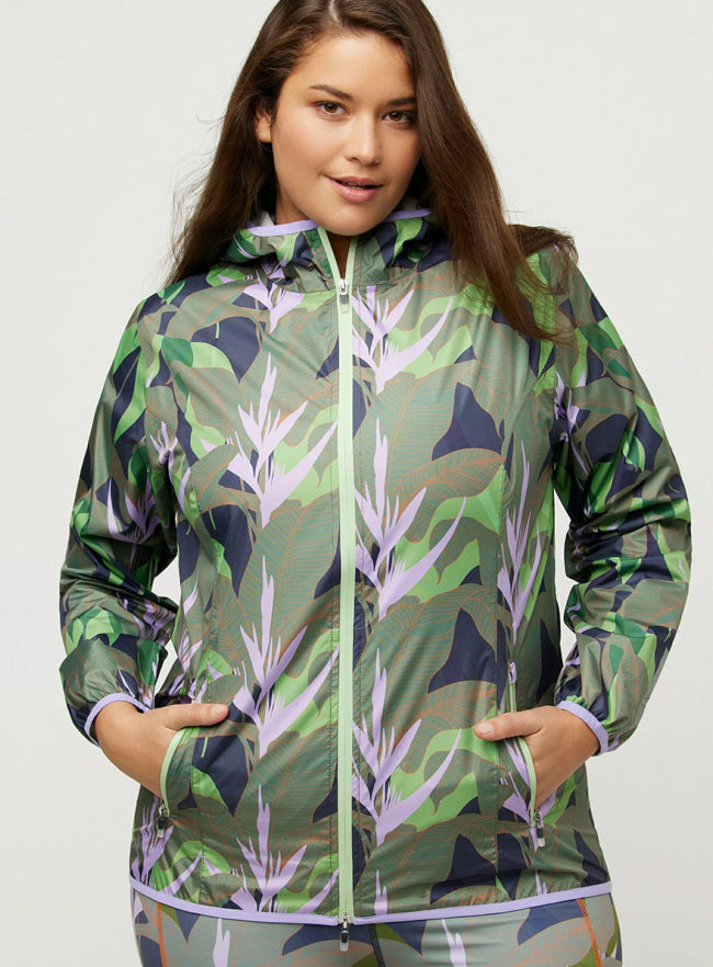 Ulla Popken Weatherproof Functional Tropical Floral Print Jacket Plus Size