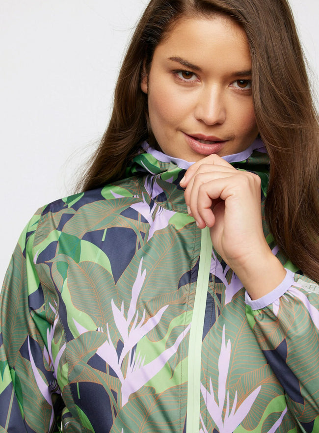 Ulla Popken Weatherproof Functional Tropical Floral Print Jacket Plus Size