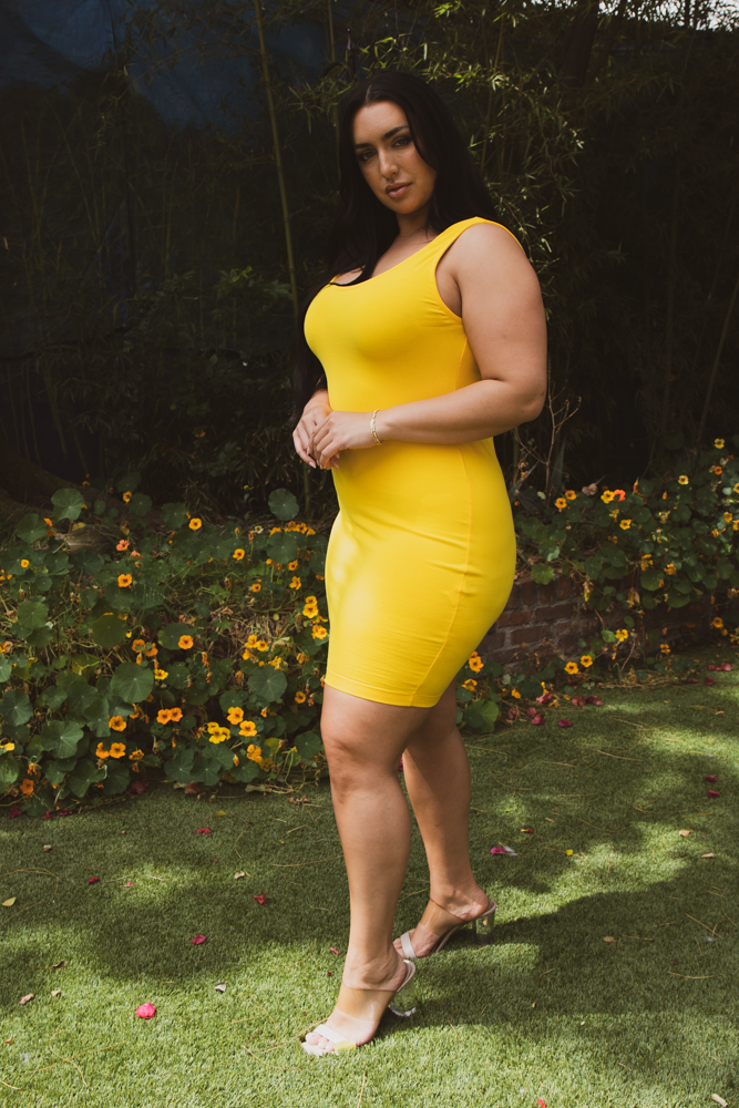 Plus Size Essential Tank Bodycon Dress- Yellow
