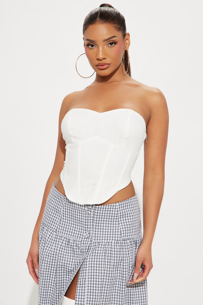 Georgette Linen Corset Top - Ivory