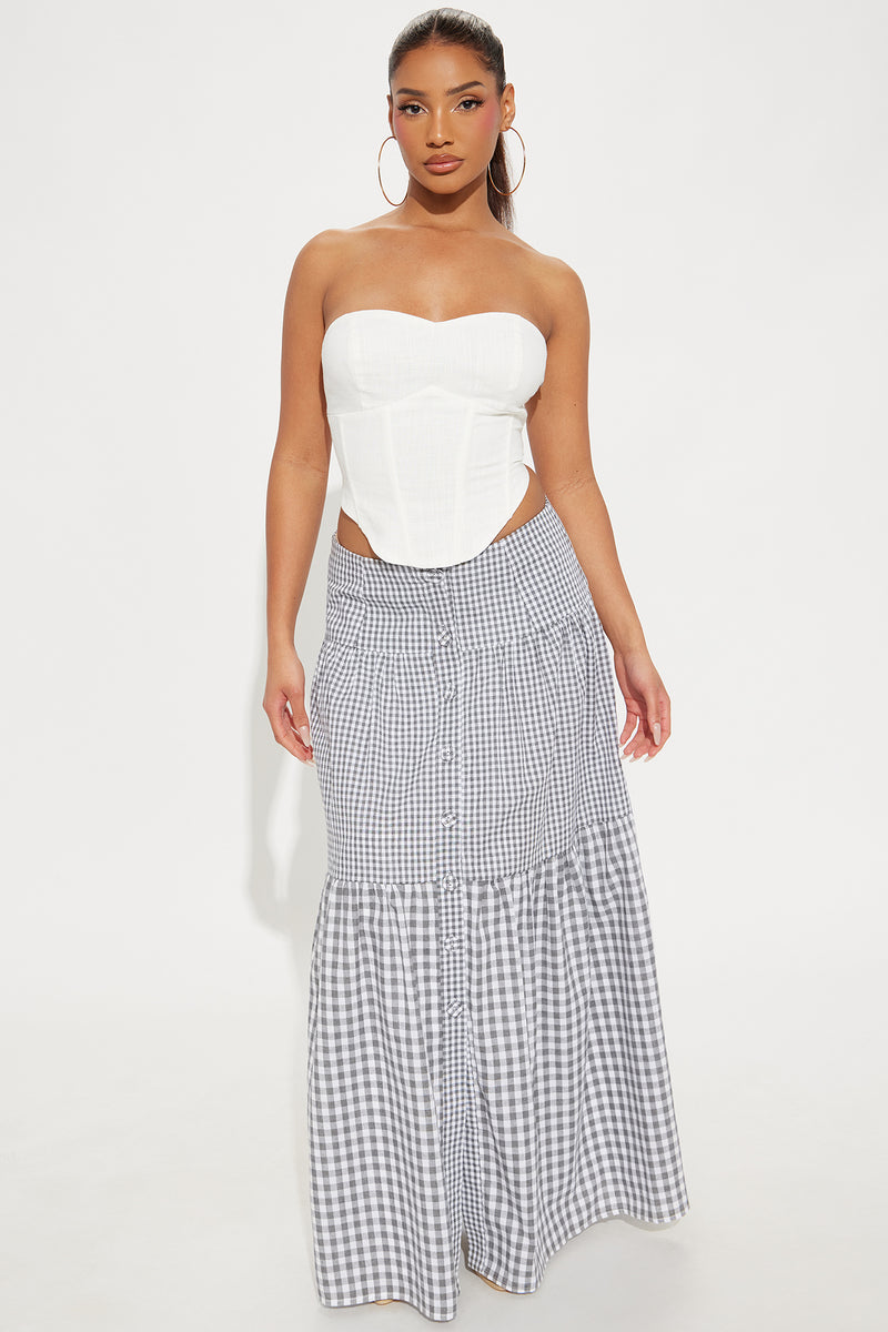 Georgette Linen Corset Top - Ivory