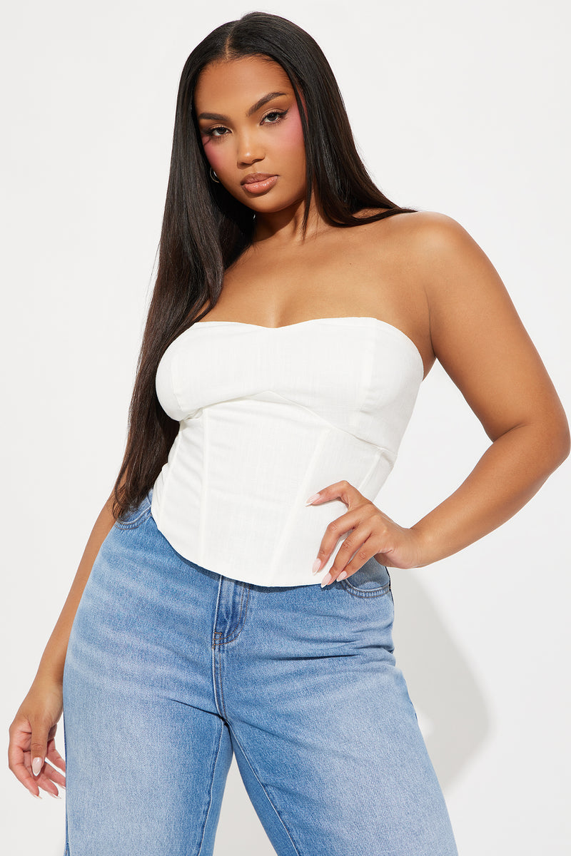 Georgette Linen Corset Top - Ivory