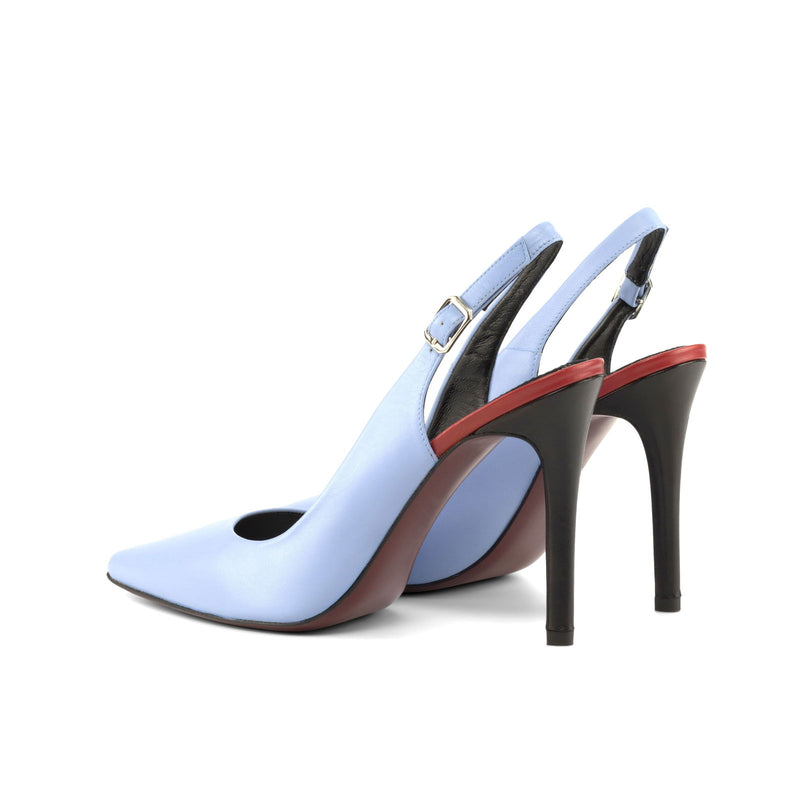 Women's Bologna Pointed Toe Slingback Leather Heels Wide Plus Size American Jeans 4764