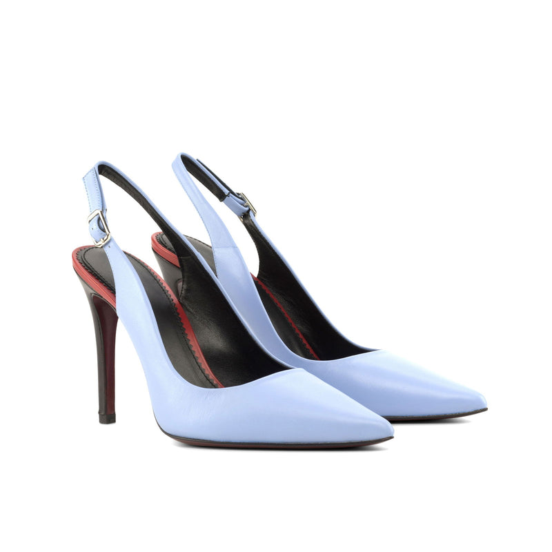 Women's Bologna Pointed Toe Slingback Leather Heels Wide Plus Size American Jeans 4764