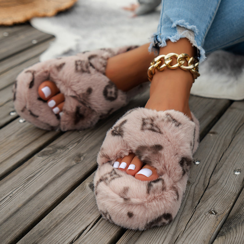 Fall Plus Size Plush Suede Thick-Soled Women's Slippers - Fashionable and Comfortable Footwear