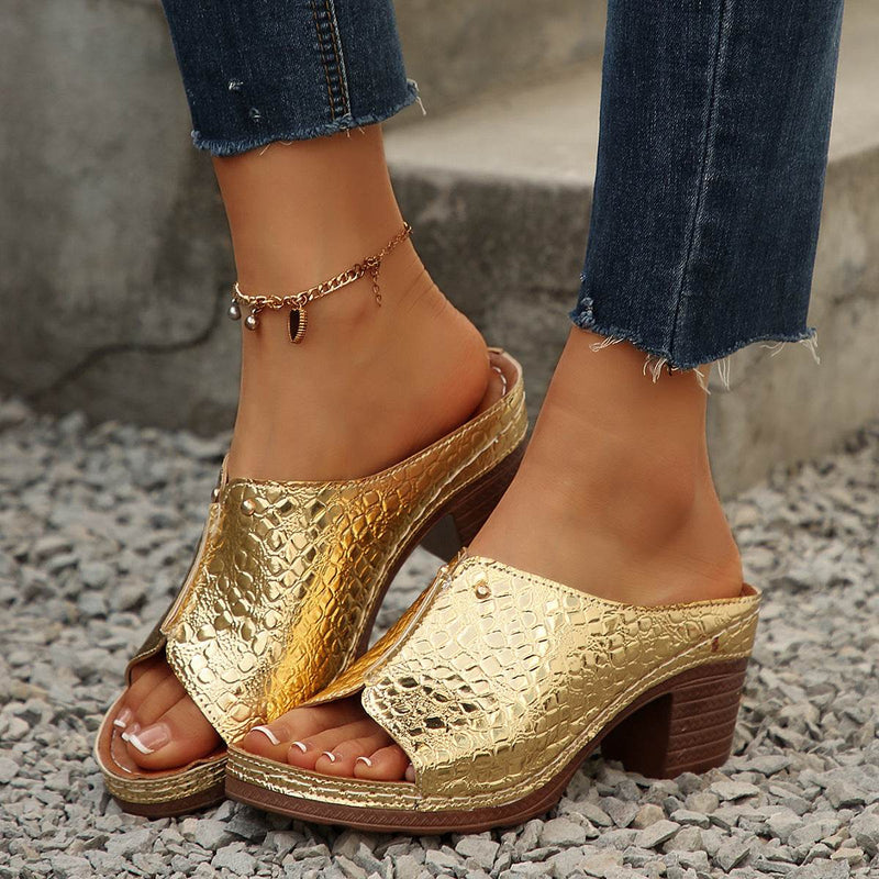 Buycenter Women's Plus Size Wedge Slippers - Peep Toe, Stylish Design