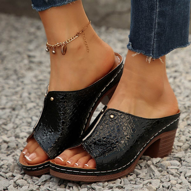 Buycenter Women's Plus Size Wedge Slippers - Peep Toe, Stylish Design
