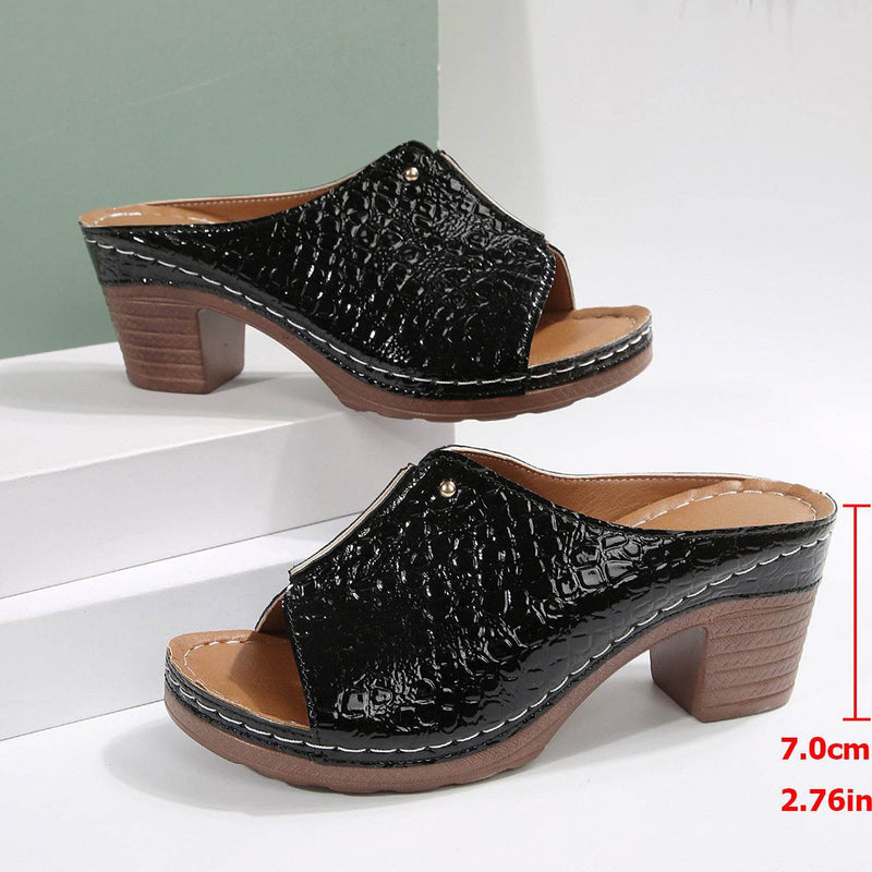 Buycenter Women's Plus Size Wedge Slippers - Peep Toe, Stylish Design