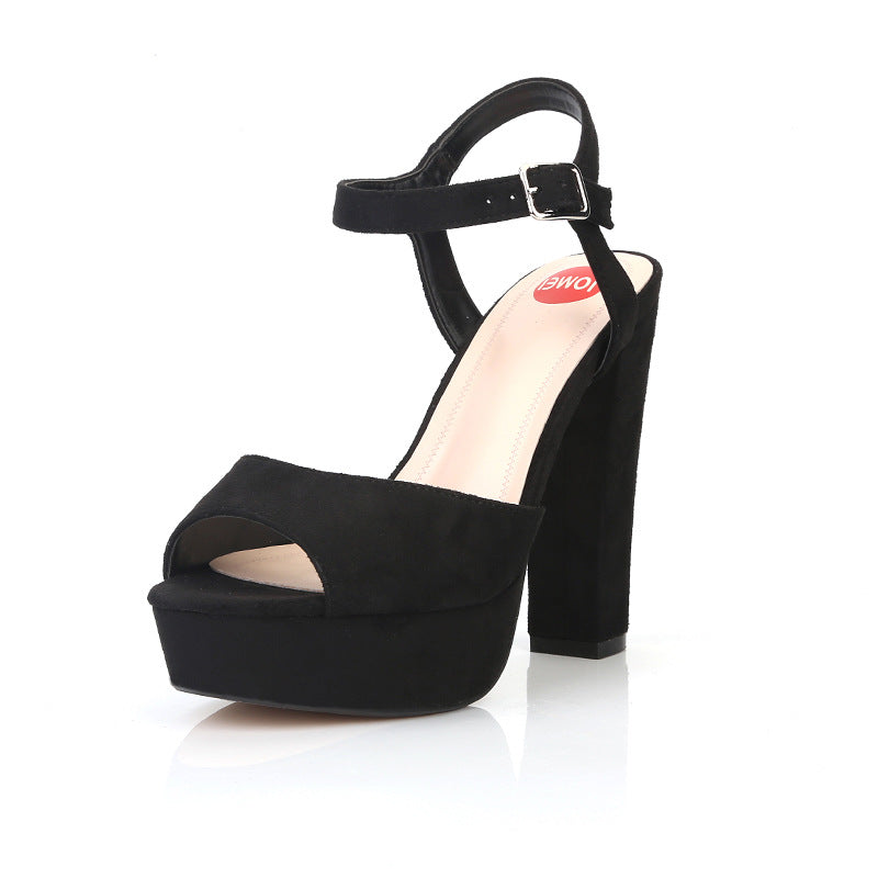 Fashion European and American  buckle line 13cm thick super high heels plus size shoes