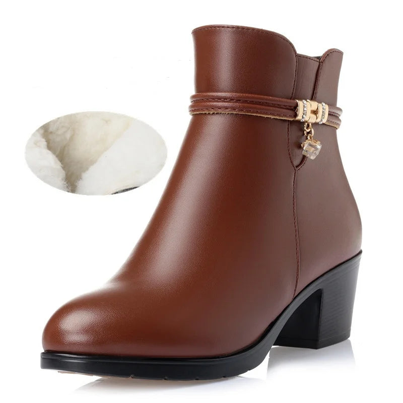 Shoes Boots Zipper Mid Heel Plus Size