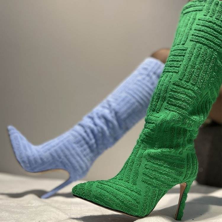 Plus Size Sexy Pointed Toe Thermal Boots - Stiletto Heels for Chic Style