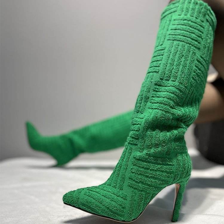 Plus Size Sexy Pointed Toe Thermal Boots - Stiletto Heels for Chic Style