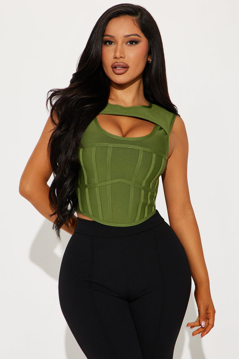 Gia Bandage Corset Top - Olive