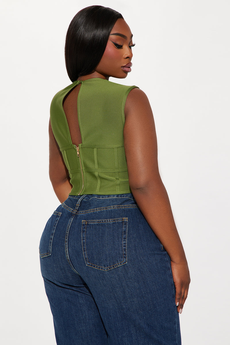 Gia Bandage Corset Top - Olive