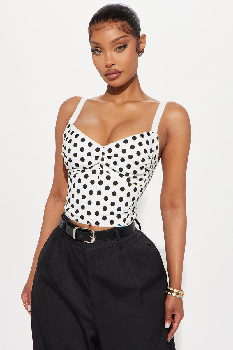 Polka Play Corset Top - White/Black