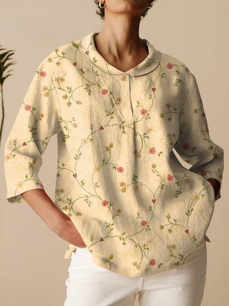 New Plus Size Women's Clothing Vintage Floral Floral T-shirt Shirt
