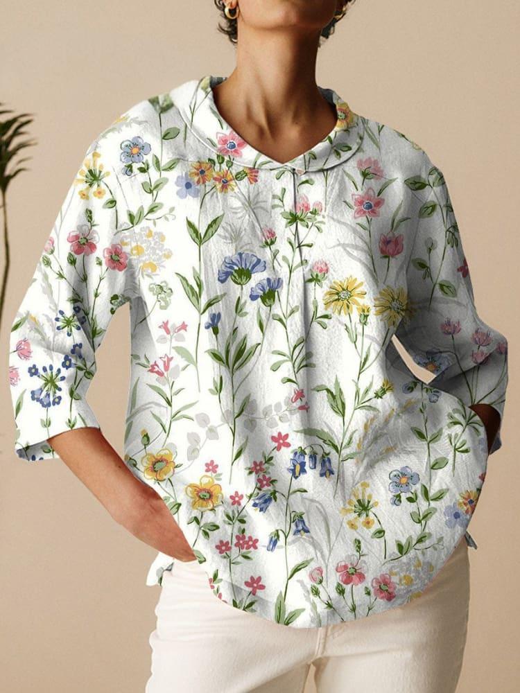 New Plus Size Women's Clothing Vintage Floral Floral T-shirt Shirt