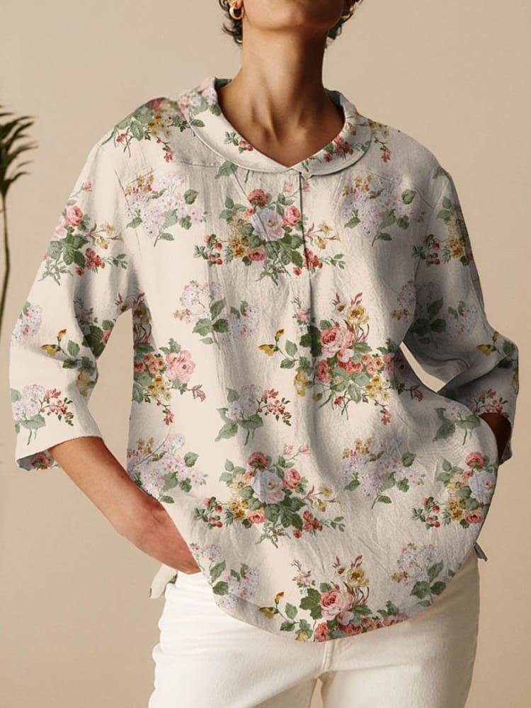 New Plus Size Women's Clothing Vintage Floral Floral T-shirt Shirt