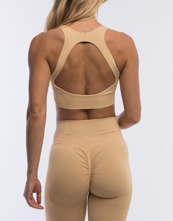 High Waisted Scrunch Leggings bra set Women Push Up Workout Clothing backless bra set Fitness Gym yoga set Plus Size