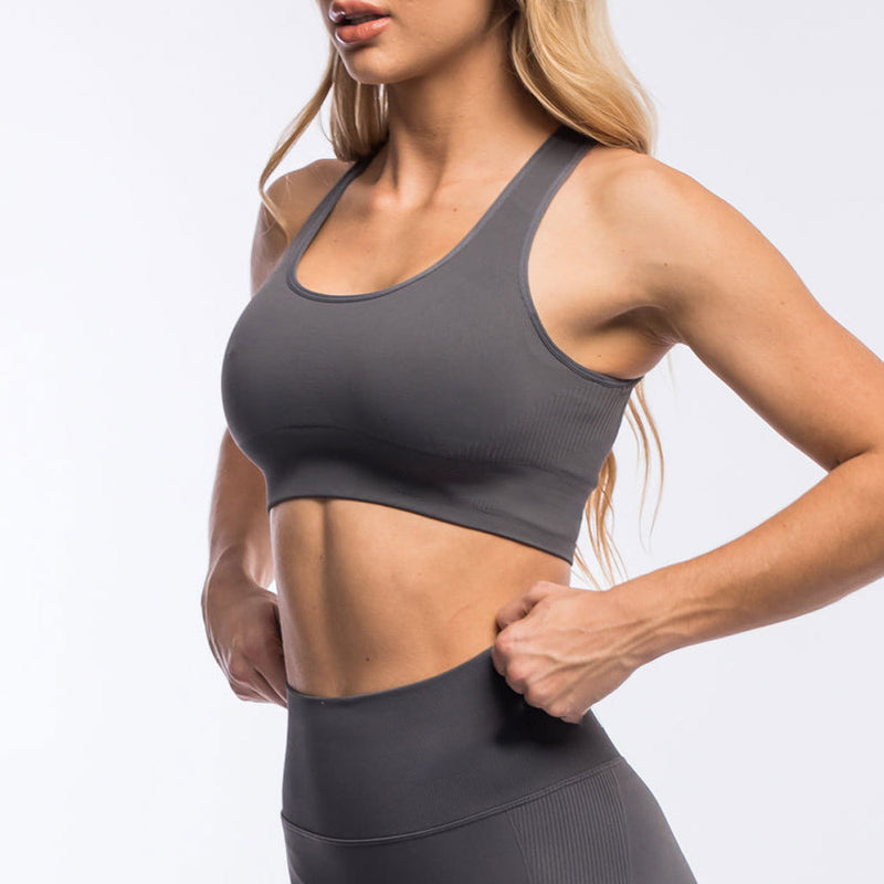 High Waisted Scrunch Leggings bra set Women Push Up Workout Clothing backless bra set Fitness Gym yoga set Plus Size