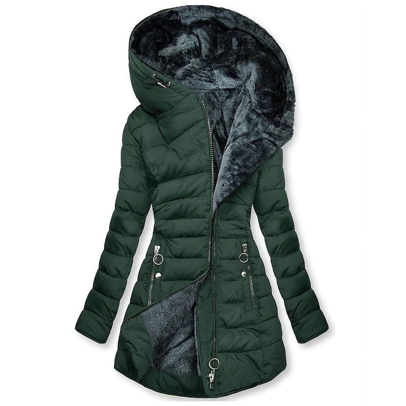Lenago Womens Winter Coat Plus Size FALL And Winter Clothing, Solid Color Hooded Plush Cotton Winter Clothes 2023