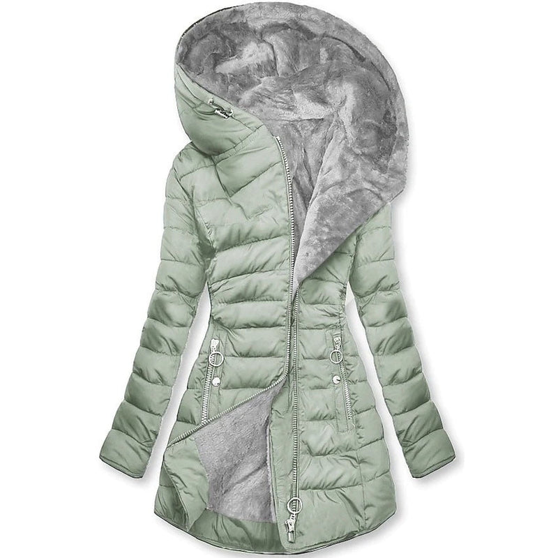 Lenago Womens Winter Coat Plus Size FALL And Winter Clothing, Solid Color Hooded Plush Cotton Winter Clothes 2023