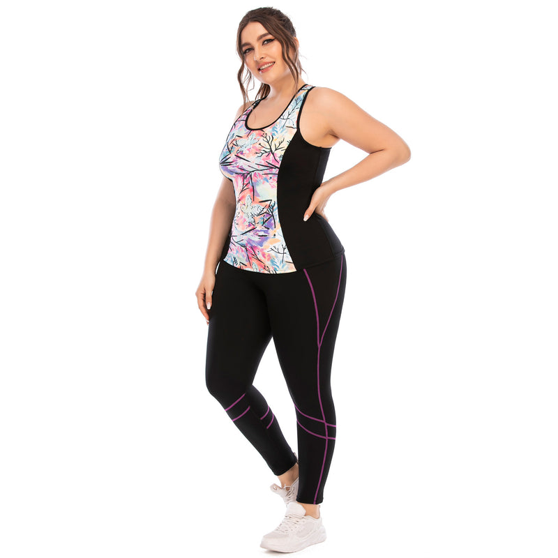 Fitness Clothes Set: Yoga Pants + Sports Bra for Plus Sizes