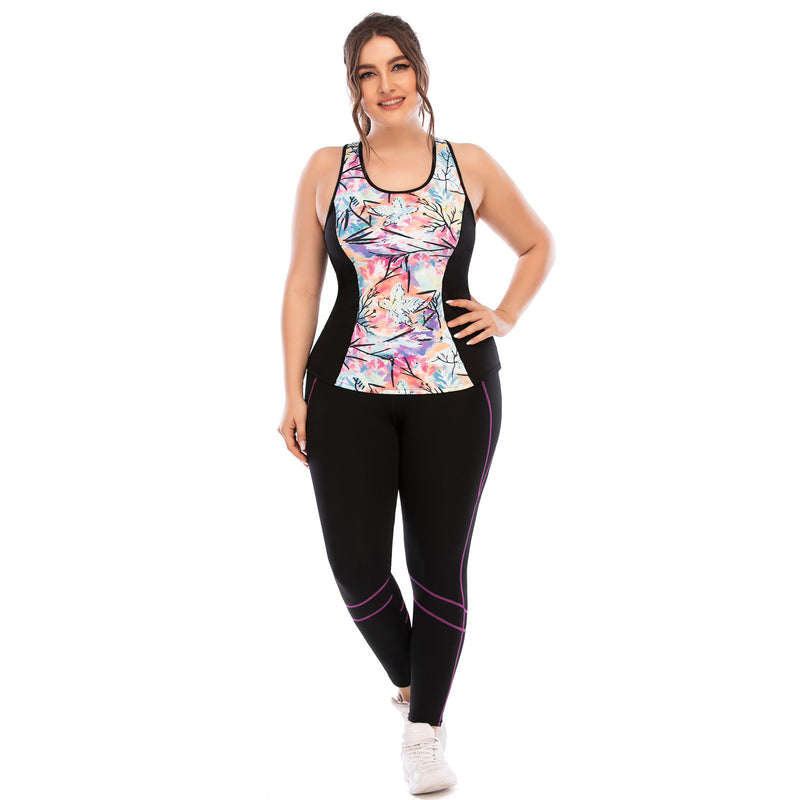Fitness Clothes Set: Yoga Pants + Sports Bra for Plus Sizes