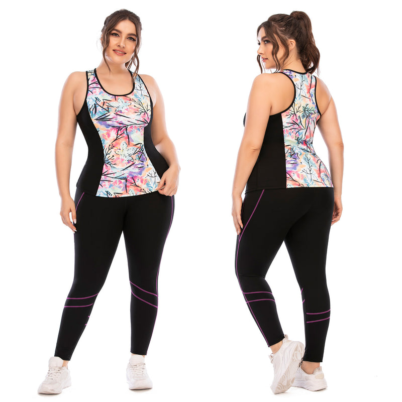 Fitness Clothes Set: Yoga Pants + Sports Bra for Plus Sizes