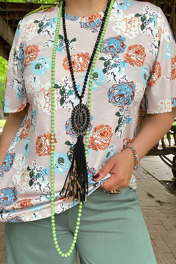 Women clothing wholesale Floral prints short sleeve women top GJQ14072 (FS6)