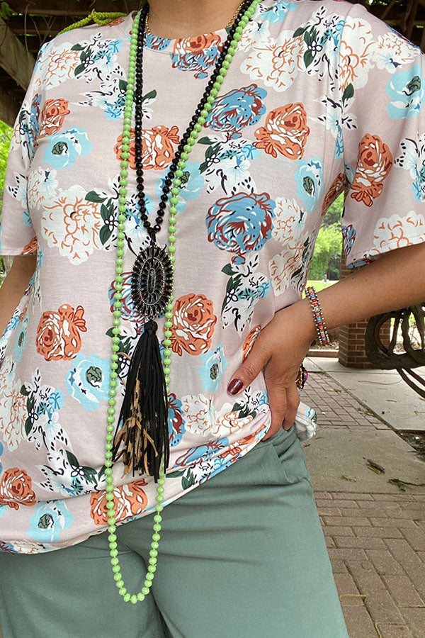 Women clothing wholesale Floral prints short sleeve women top GJQ14072 (FS6)