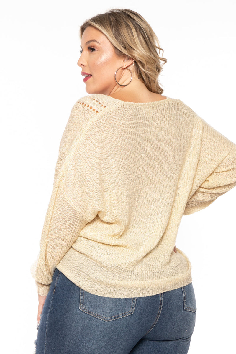 Plus Size Pointelle Tunic Sweater - Ivory
