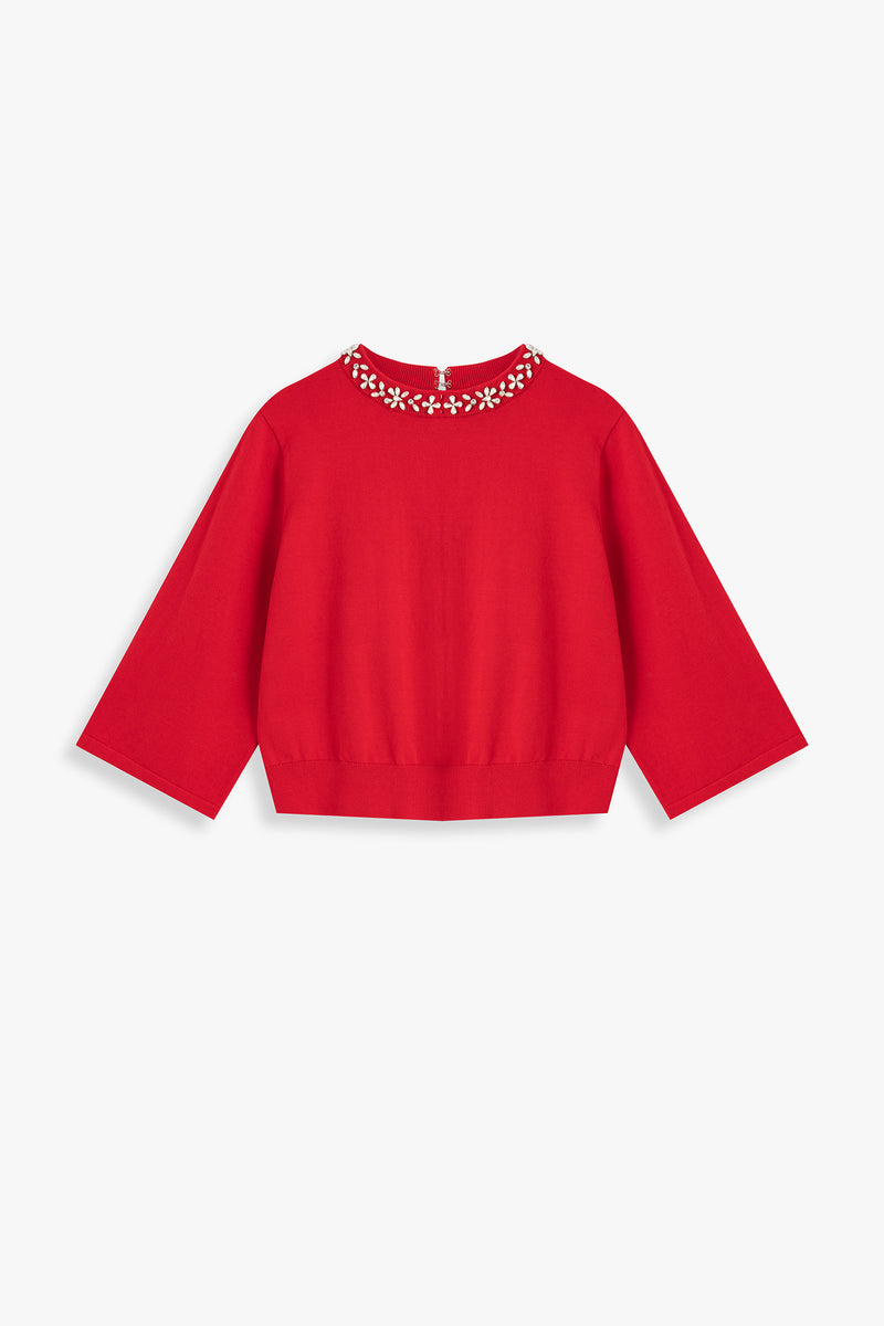 Crystal Embellished Knit Top