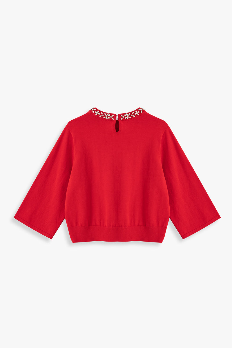 Crystal Embellished Knit Top