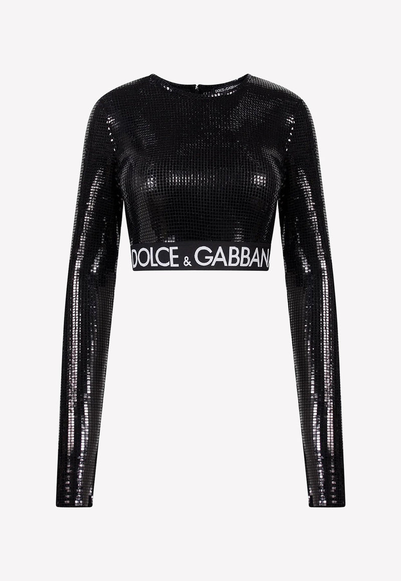 Sequin Embellished Crop Top