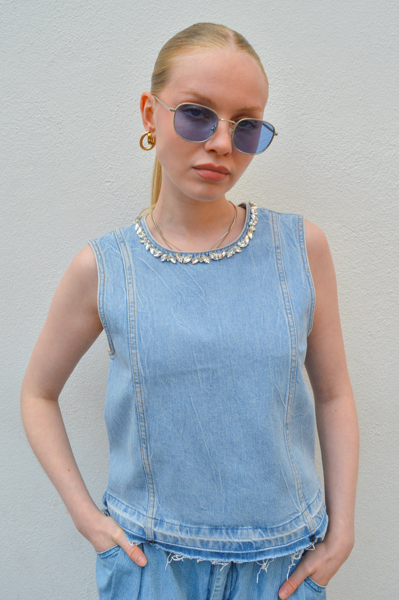 Baum Und Pferdgarten Medine Denim Embellished Top