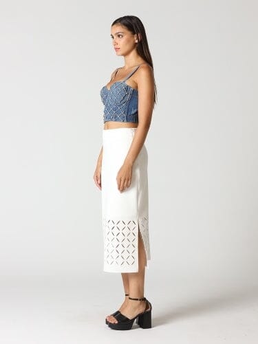 Rhinestone Embellished Denim Bustier Top
