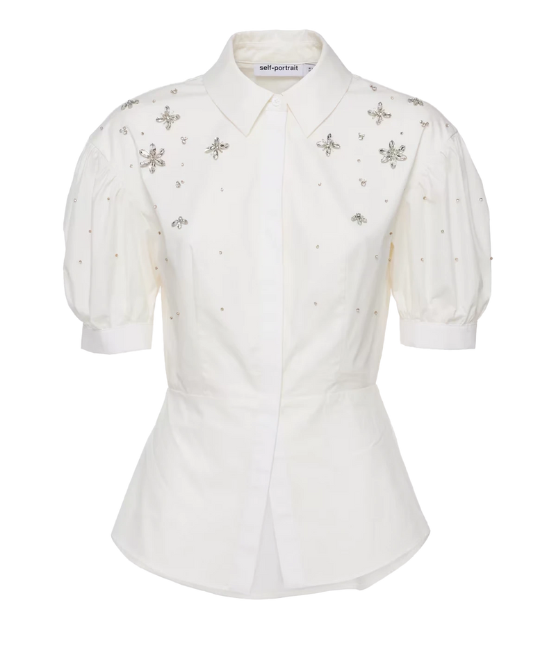 *FINAL SALE* Cotton Embellished Top in White