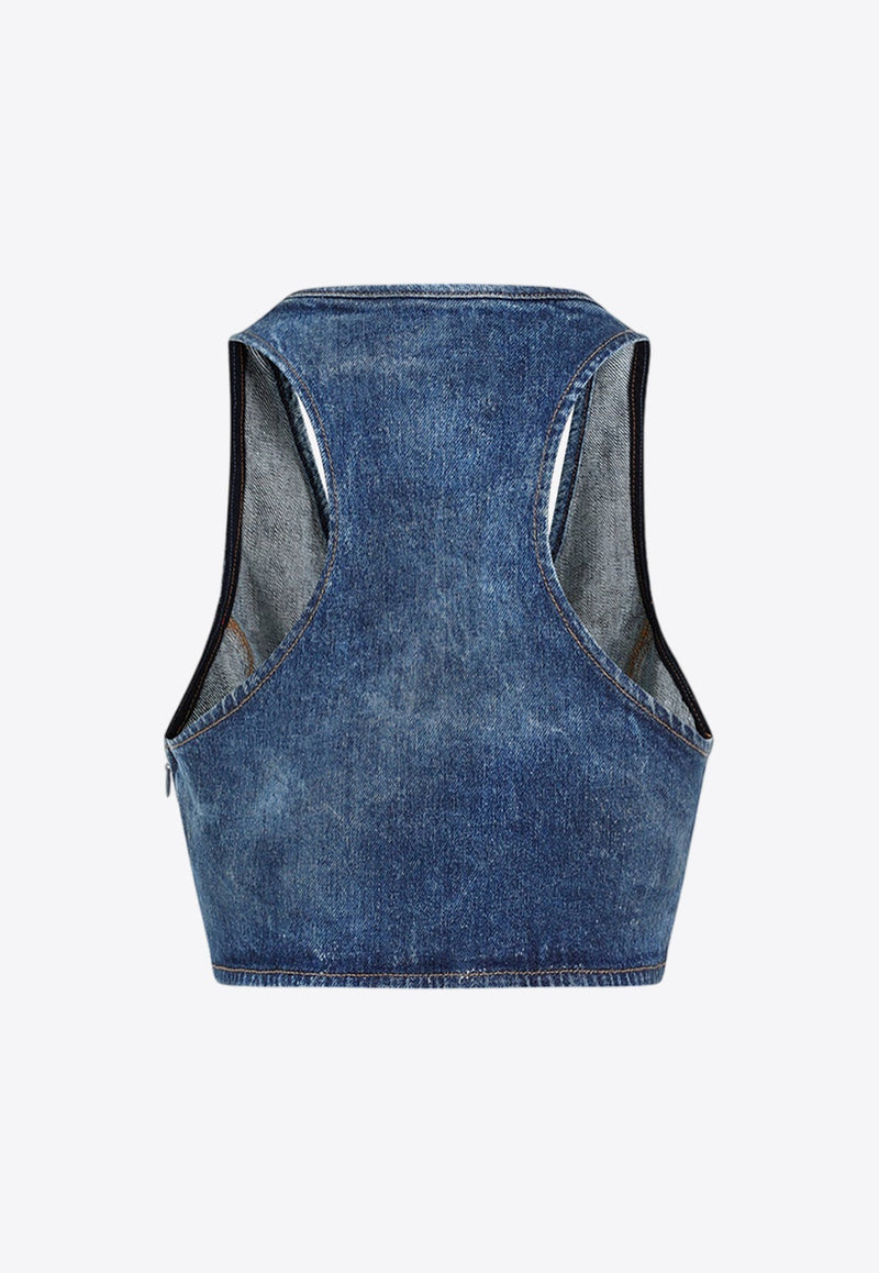 Crystal-Embellished D-logo Cropped Top