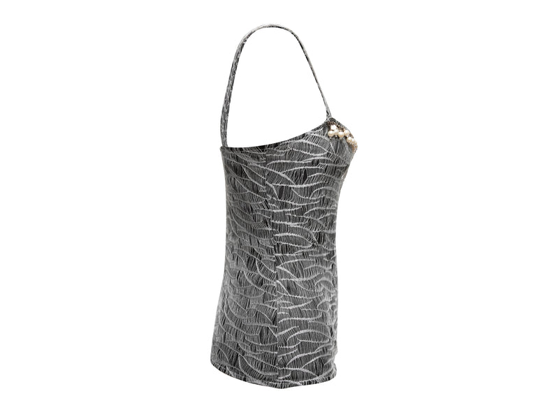 Silver & Black Chanel Fall/Winter 2005 Embellished Sleeveless Top Size FR 40