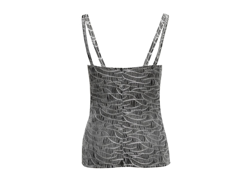Silver & Black Chanel Fall/Winter 2005 Embellished Sleeveless Top Size FR 40