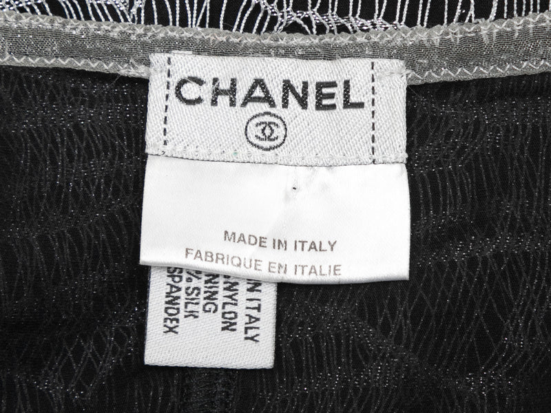 Silver & Black Chanel Fall/Winter 2005 Embellished Sleeveless Top Size FR 40