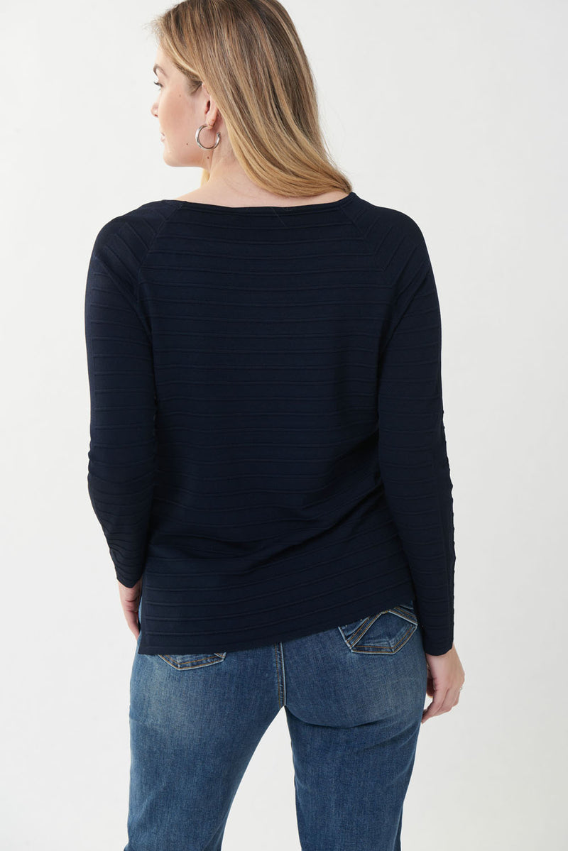 Joseph Ribkoff Midnight Blue Embellished Knit Top Style 223955