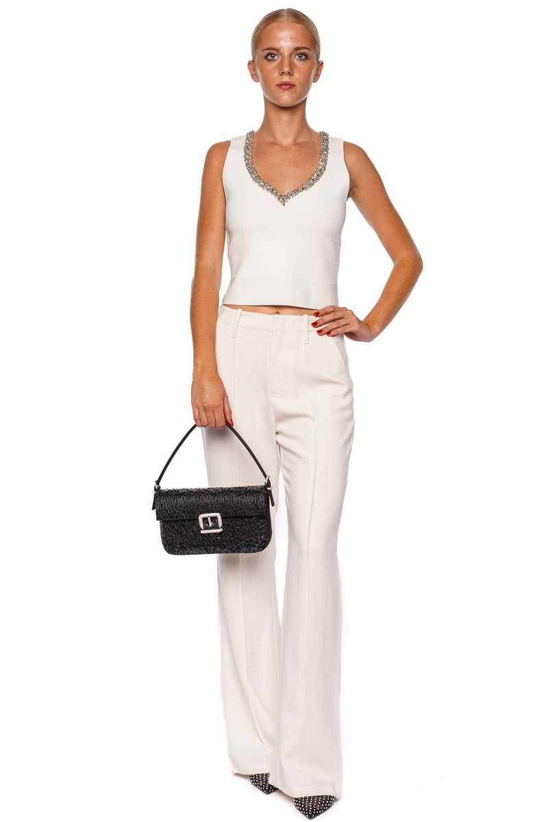 Marceline Ivory Crystal Embellished Tank