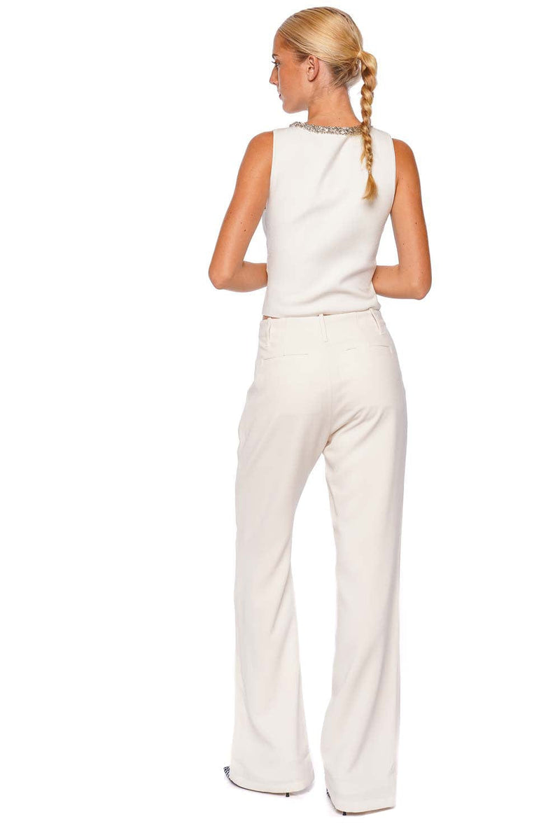 Marceline Ivory Crystal Embellished Tank