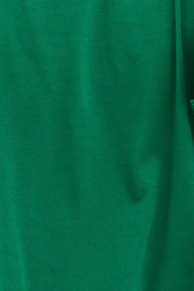 Green Jersey Top Short Frill Sleeve